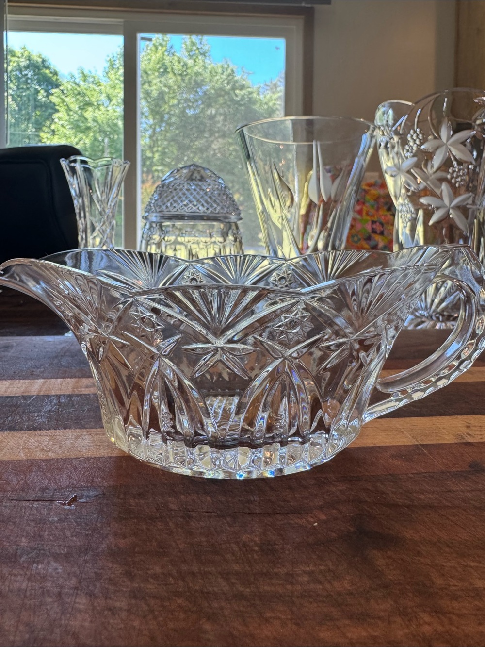 Vintage Crystal Gravy Sauce Boat